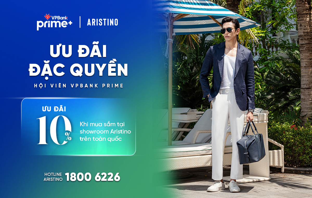 VPBank Prime tặng Hội viên đặc quyền ưu đãi 10% khi mua sắm tại thời trang Aristino