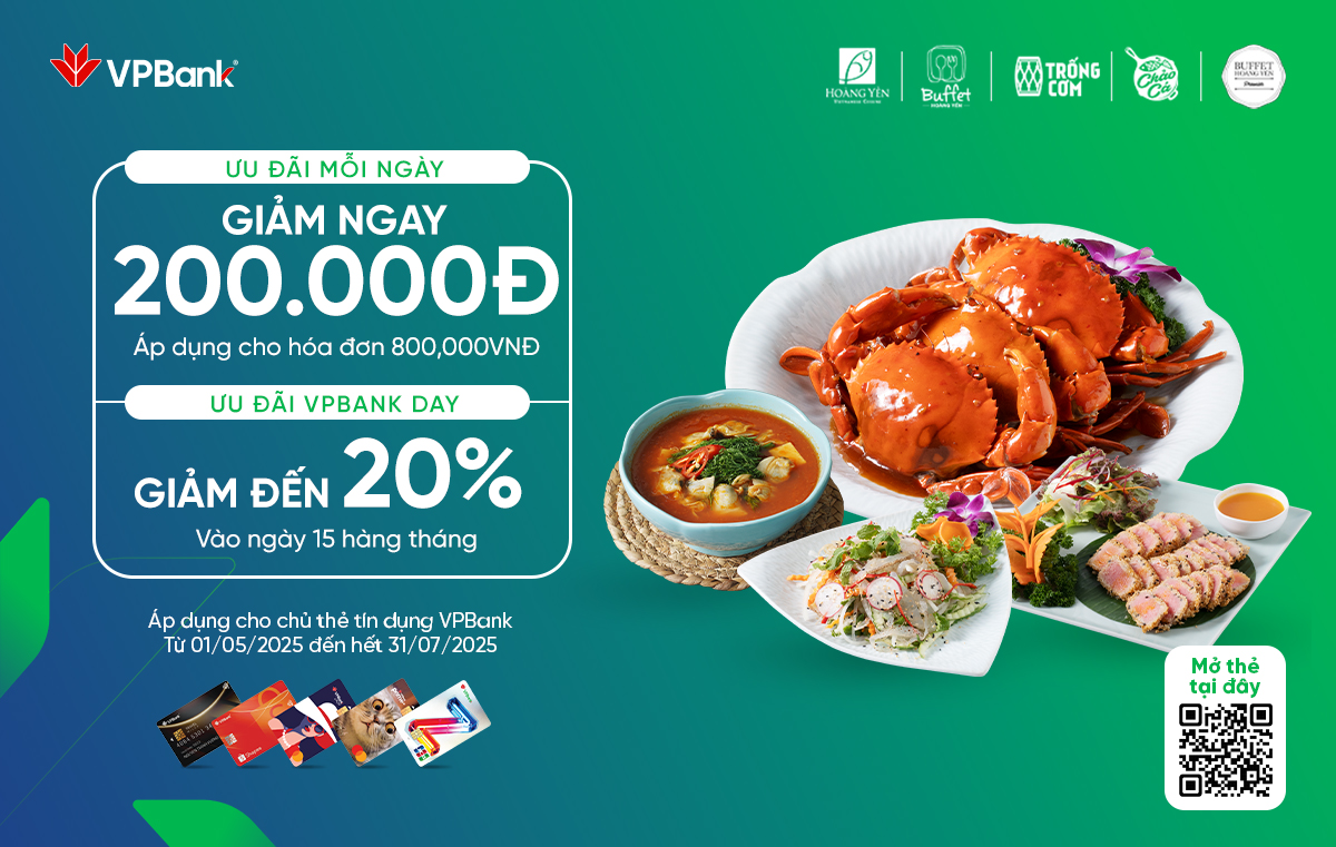 Ưu đãi chi tiêu thẻ tín dụng VPBank tại Hoàng Yến Group