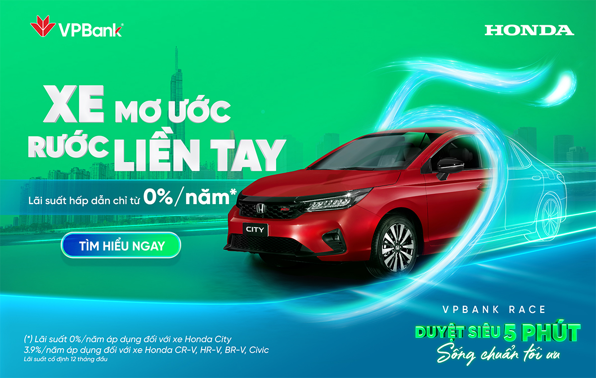 Lãi vay nhẹ nhàng, rước xế hộp Honda dễ dàng