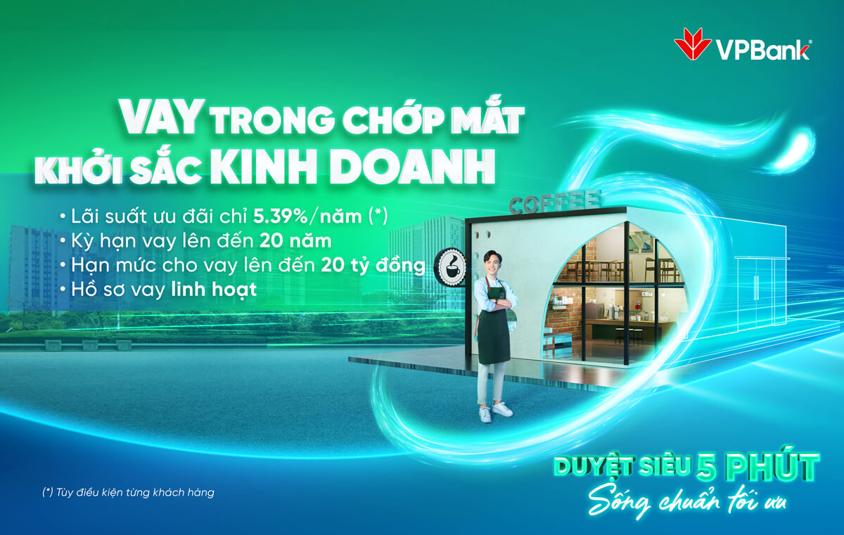 Ưu đãi lãi suất dành cho KH vay Sản xuất kinh doanh chỉ 5.39%/năm