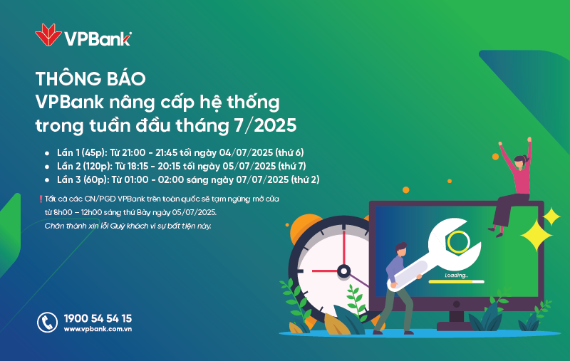 VPBank System Upgrade Notification: First Week of July 2025